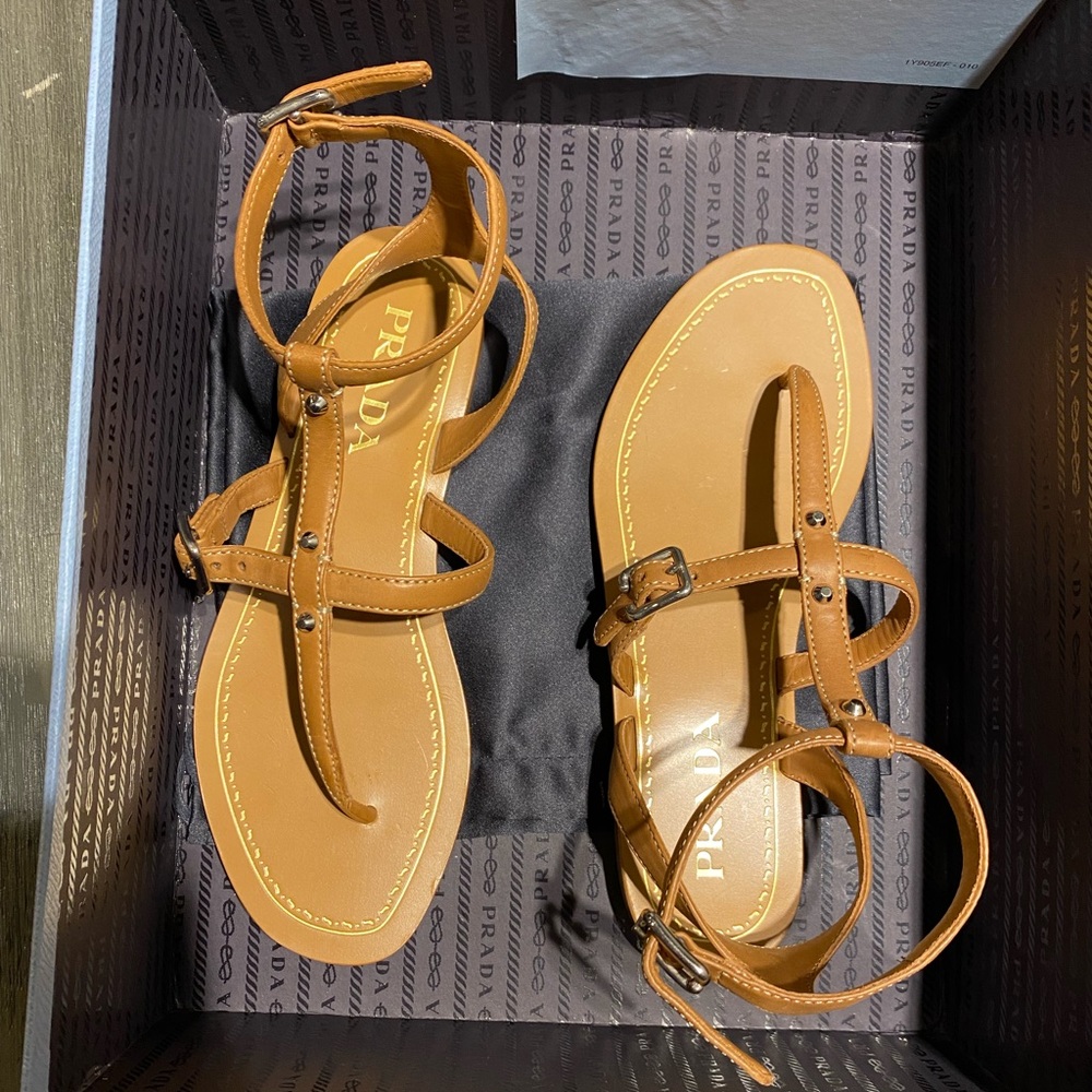 Authentic Prada brown gladiator sandals